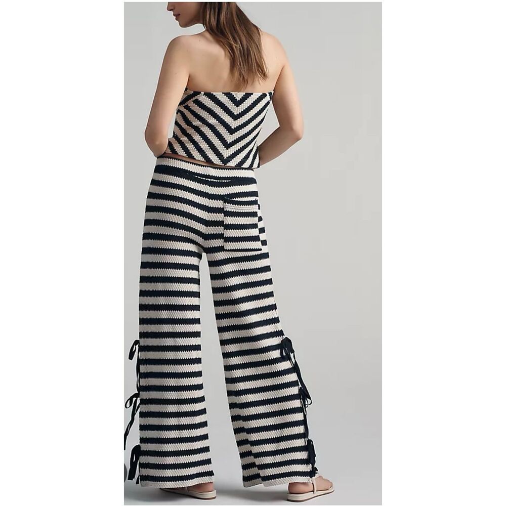 Maeve Anthropologie Black and White Crochet Seaside Set Size Medium New - Picture 2 of 9